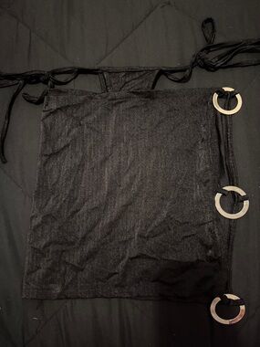 Black Mini Skirt with Decorative Silver Rings